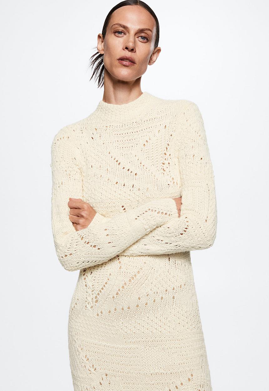 MANGO - Dress pique - light beige