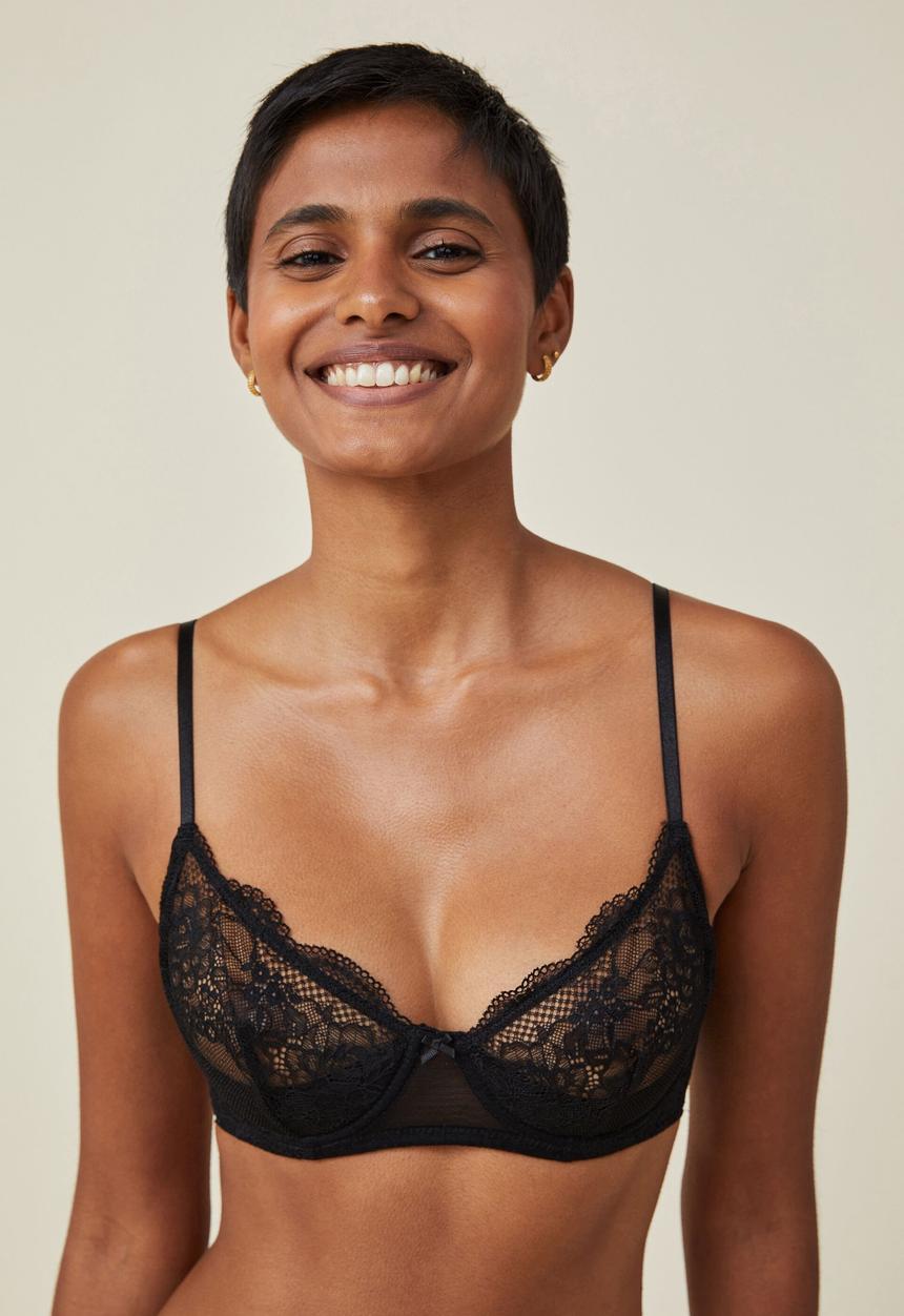 Cotton On - Nala lace demi contour bra - black