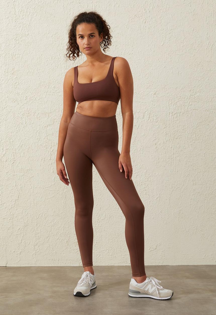 Cotton On - Hi shine full length tight - cedar brown shine