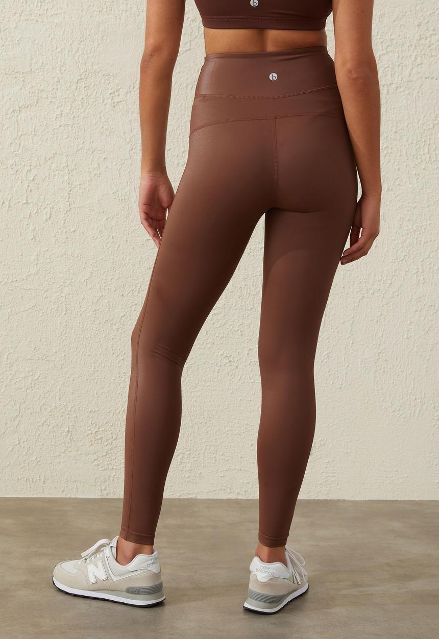 Cotton On - Hi shine full length tight - cedar brown shine