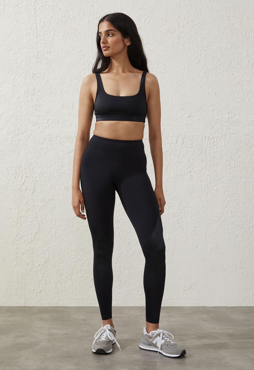 Cotton On - Hi shine full length tight - black shine splice