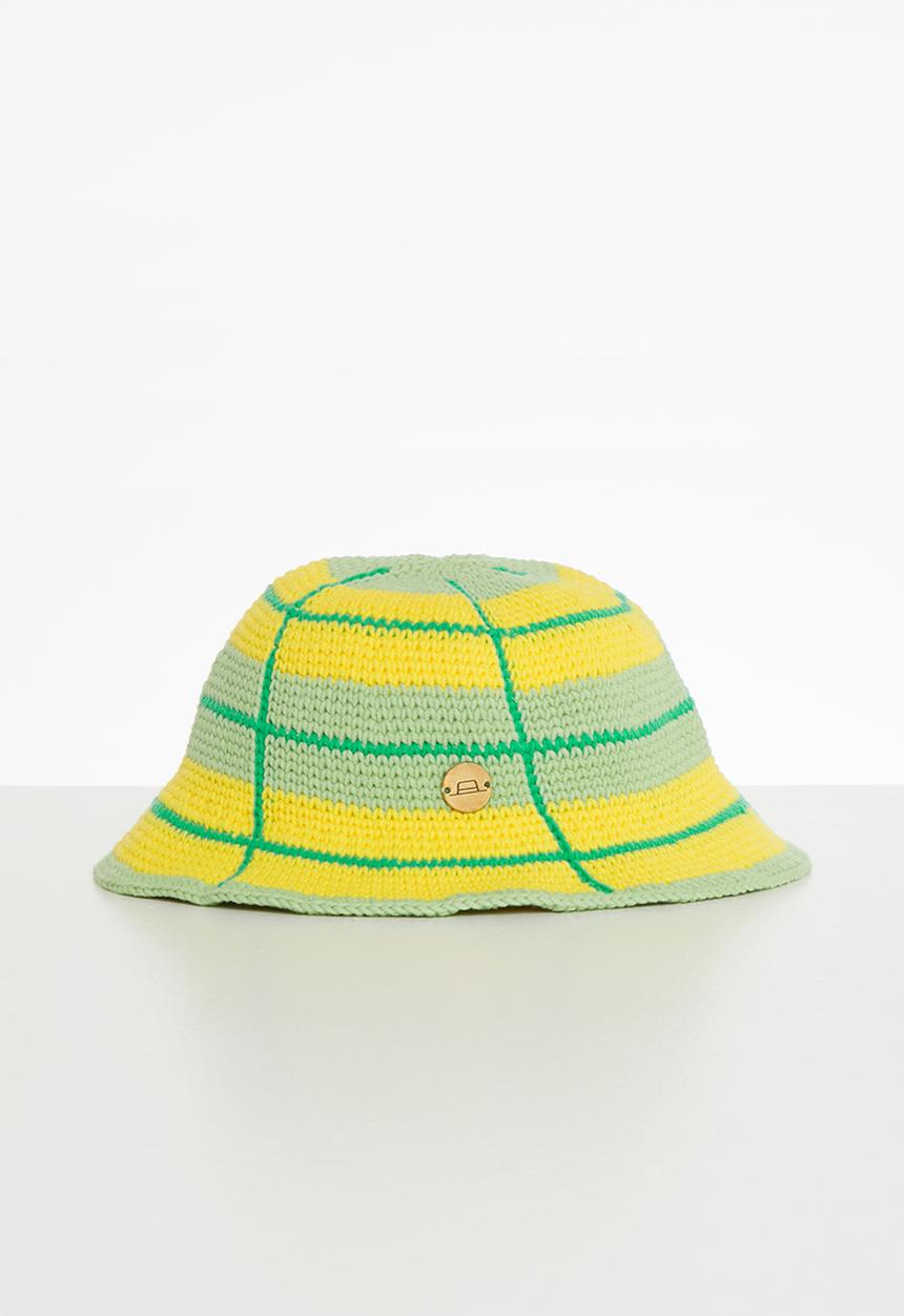 Simon and Mary - Crochet bucket hat - green & yellow 