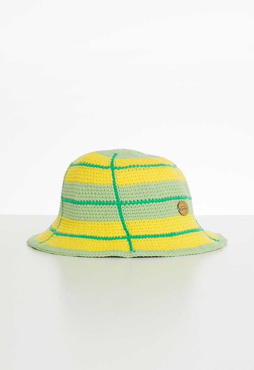 Simon and Mary - Crochet bucket hat - green & yellow 