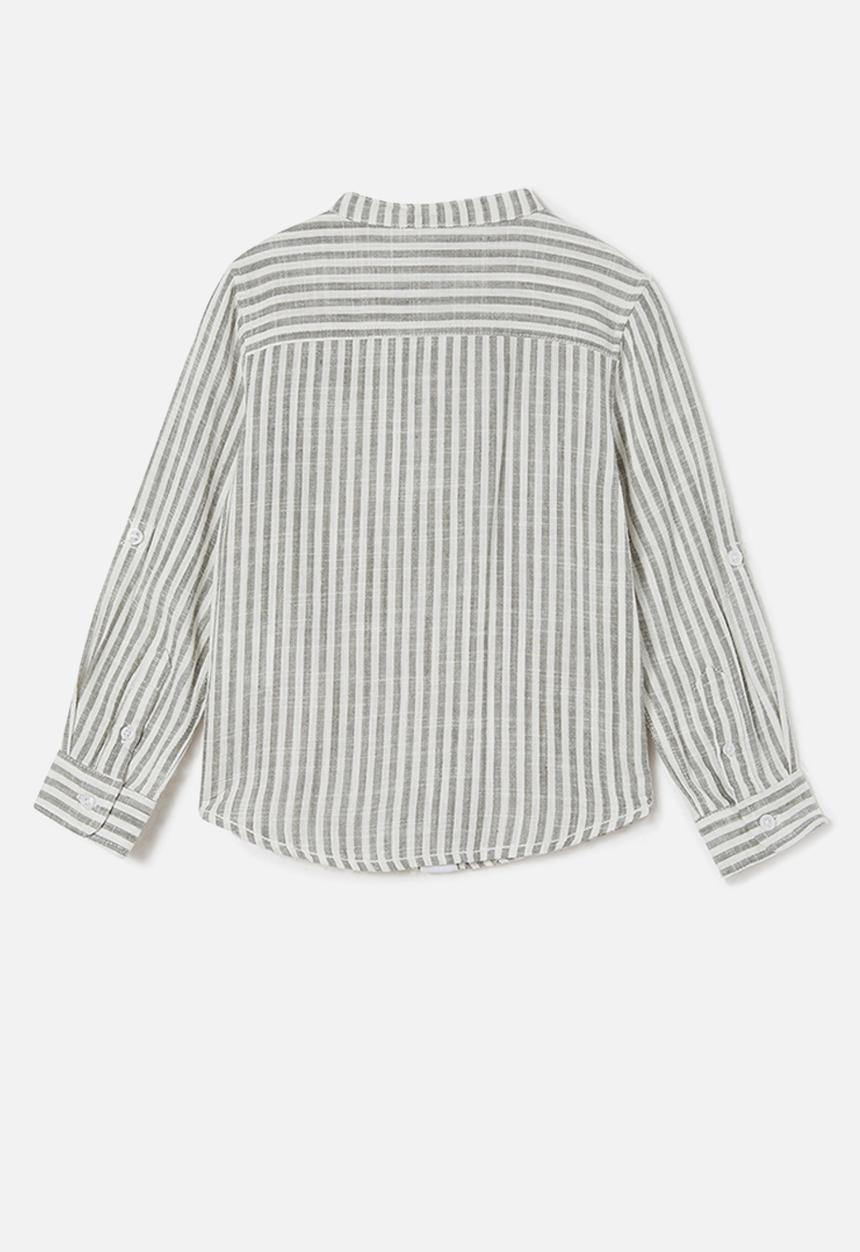 Cotton On - Grandpa collar prep shirt- swag green & vanilla stripe