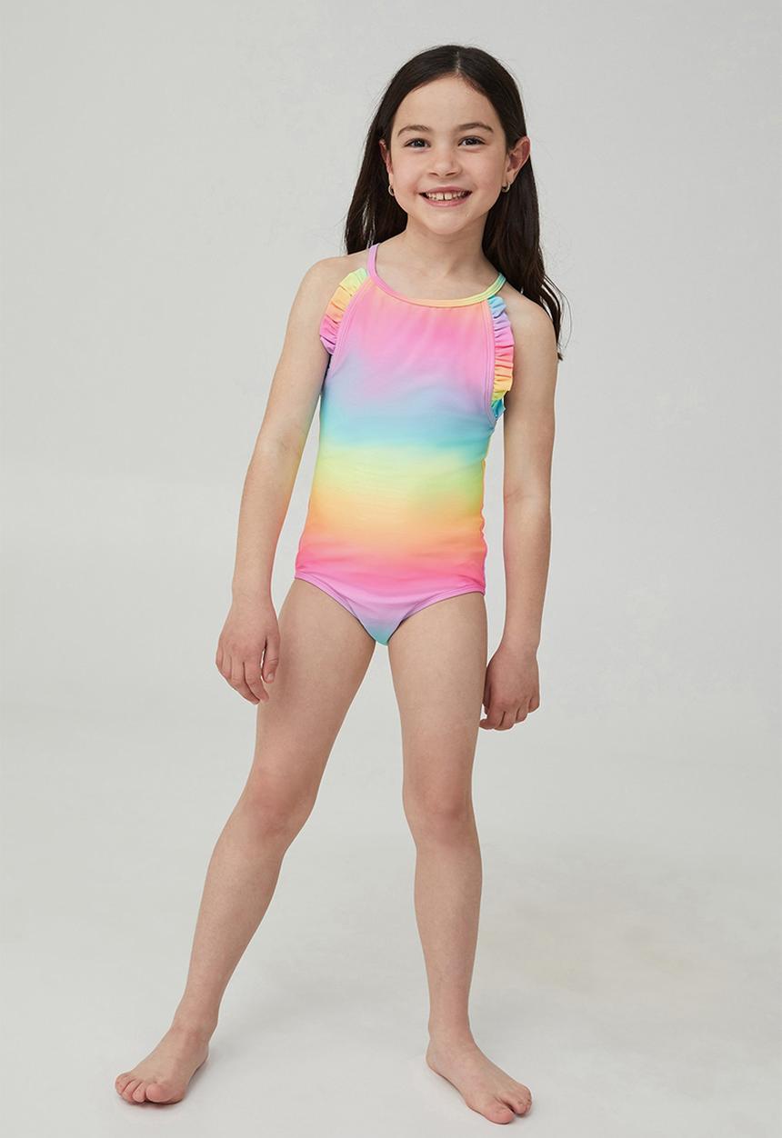 Cotton On - Della ruffle one piece - bright rainbow