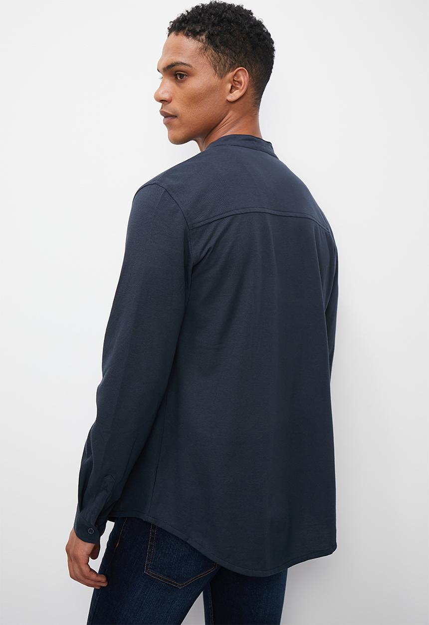 Superbalist - Pique mandarin shirt - navy
