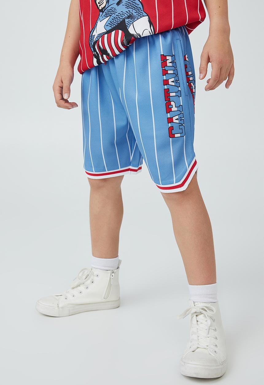 Cotton On - License marvel basketball short - lcn mar dusk blue/captain america