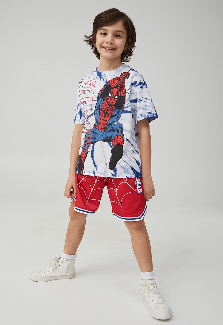 Cotton On - License marvel short sleeve tee - lcn mar retro blue tie dye