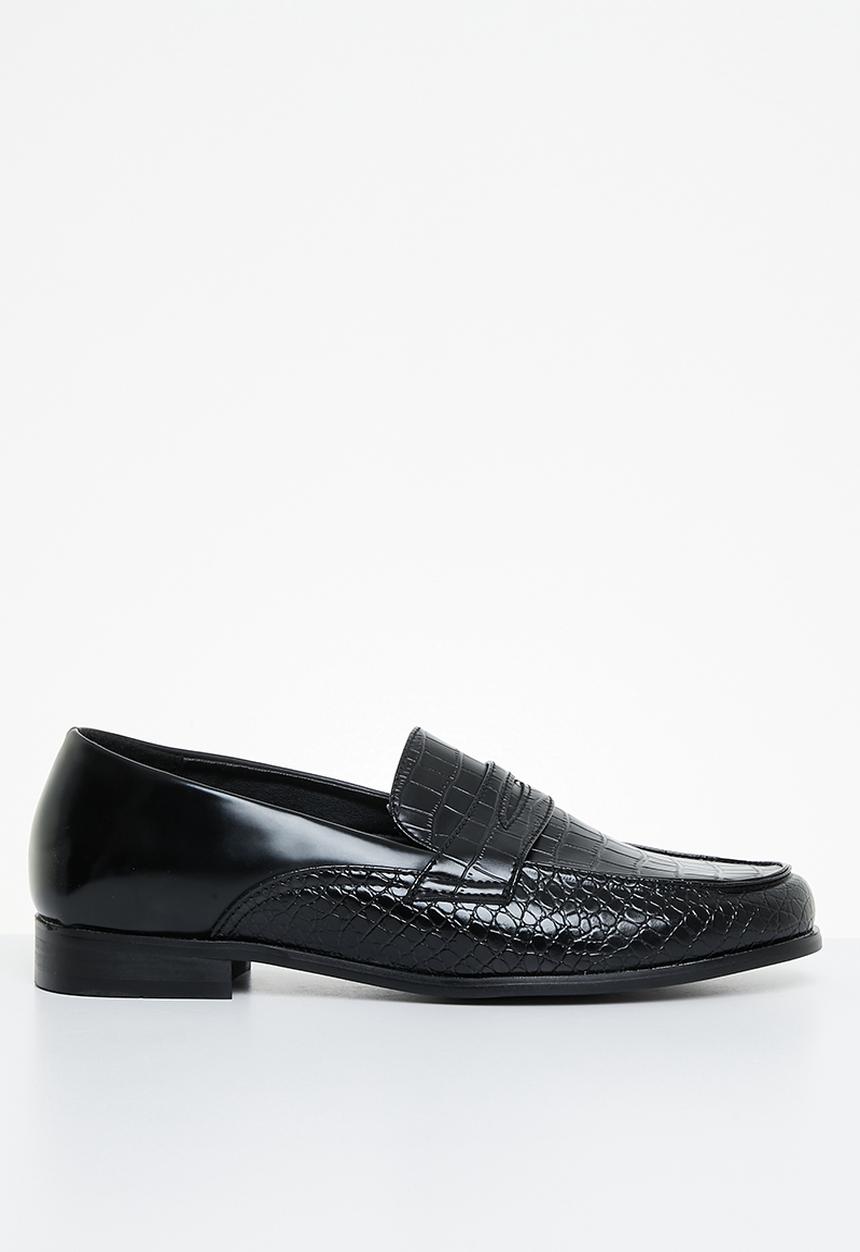 PC - Croc leather slip-on - black