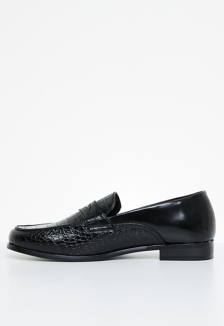PC - Croc leather slip-on - black