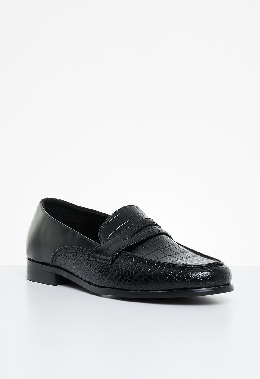 PC - Croc leather slip-on - black