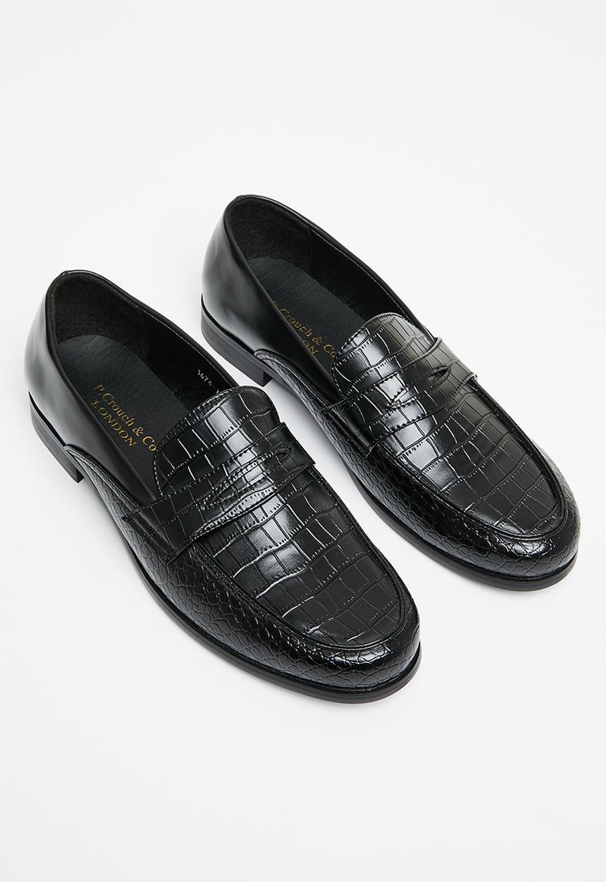 PC - Croc leather slip-on - black