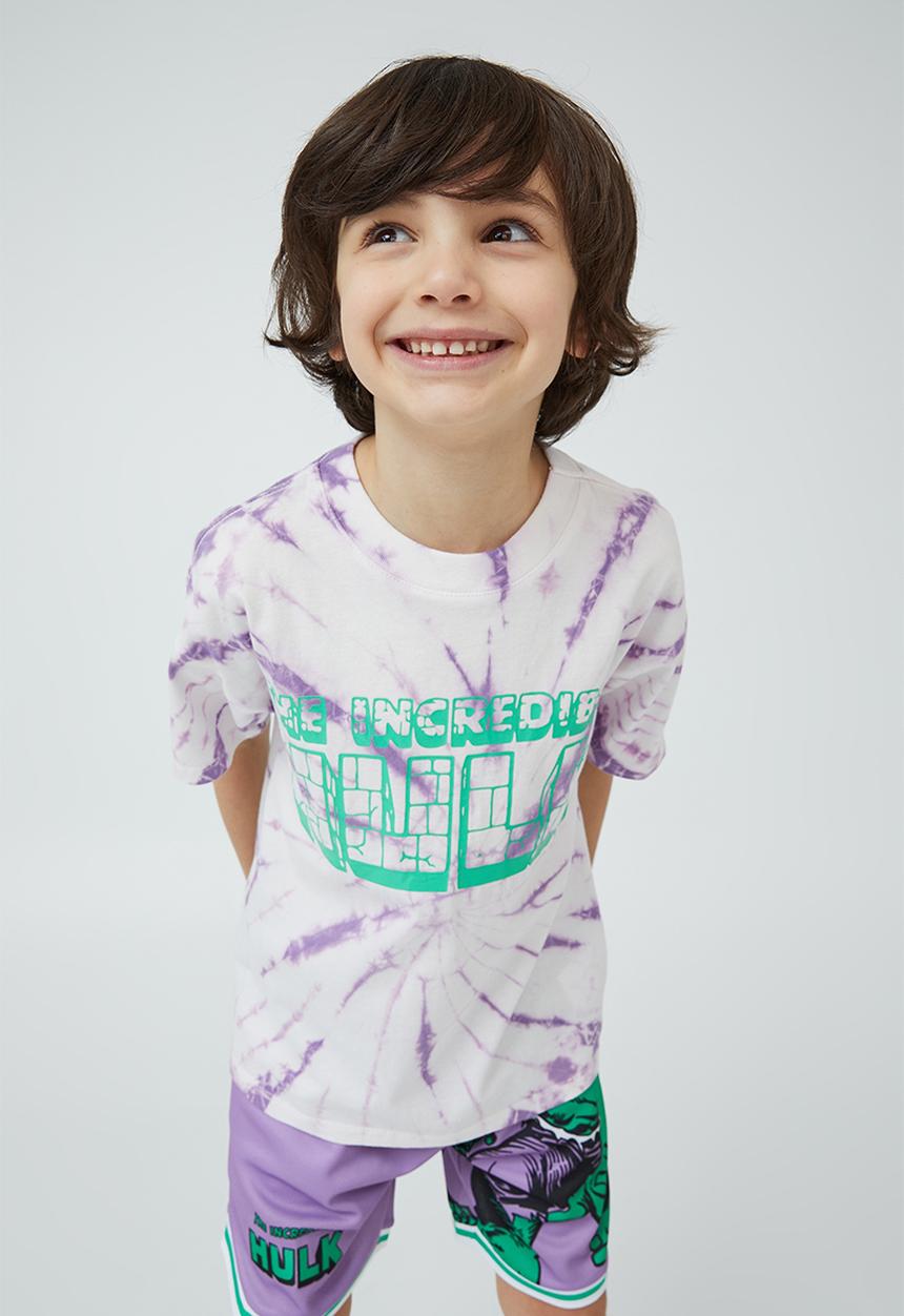 Cotton On - License marvel short sleeve tee - lcn mar grape soda tie dye/hulk