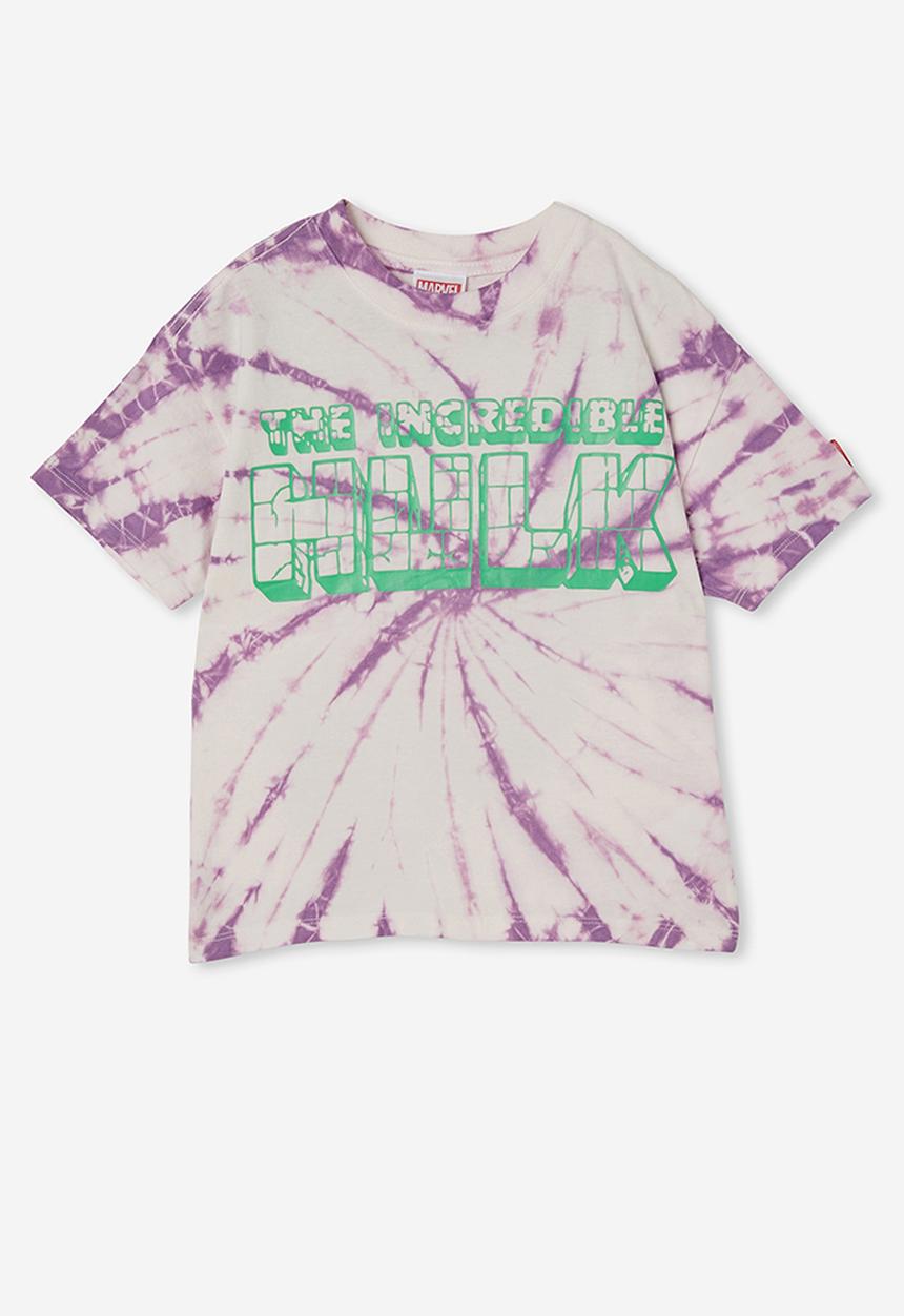 Cotton On - License marvel short sleeve tee - lcn mar grape soda tie dye/hulk