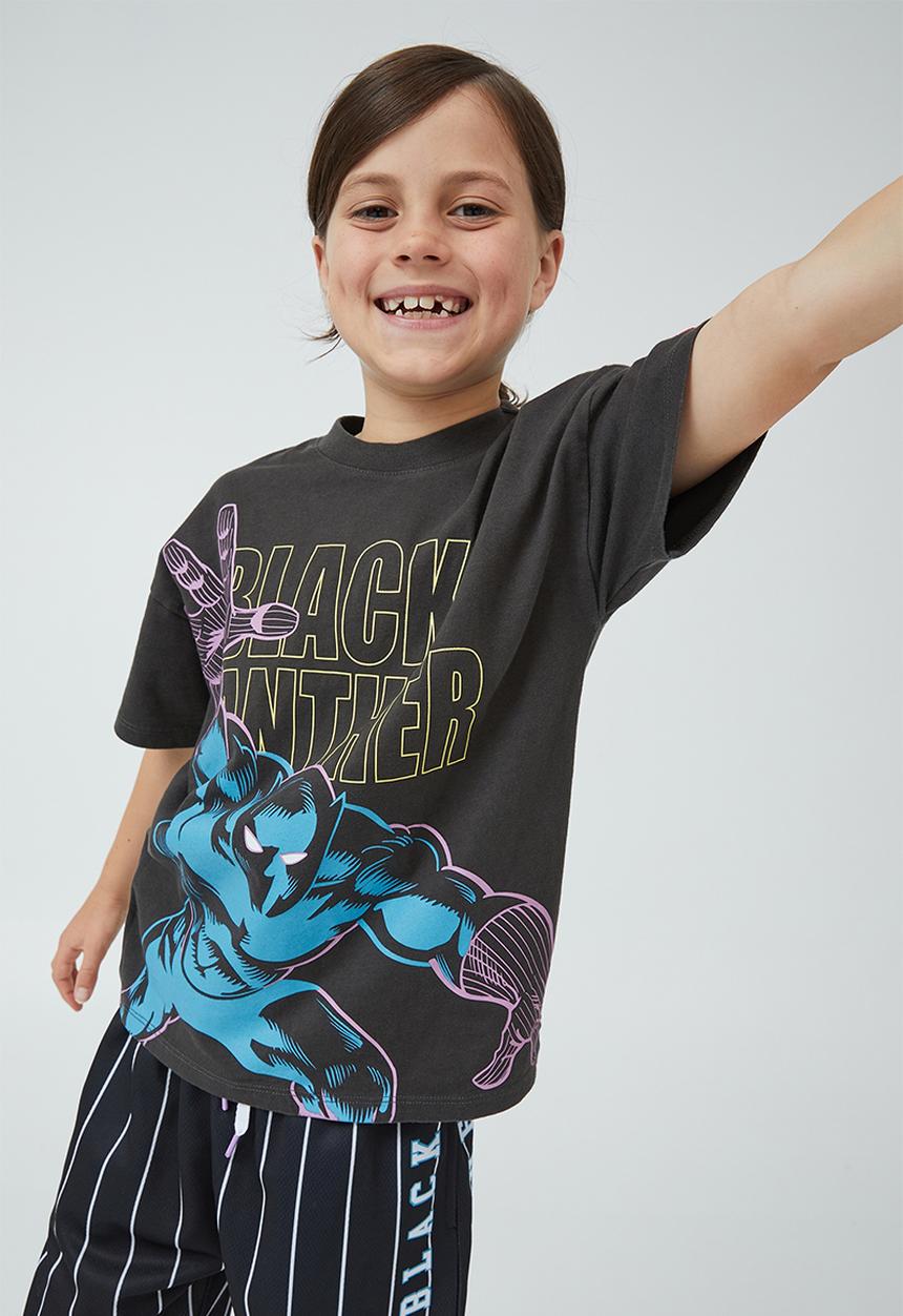 Cotton On - License marvel short sleeve tee - lcn mar phantom/black panther