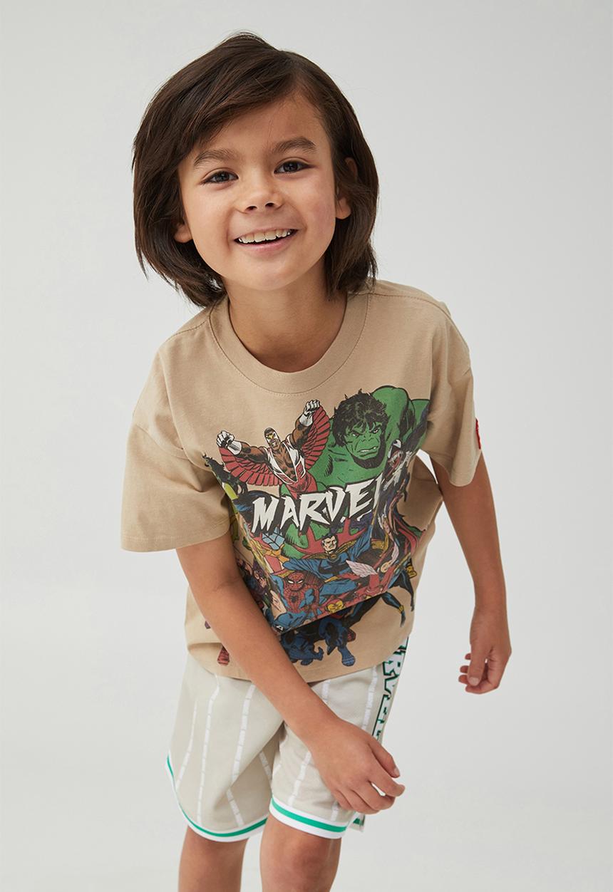 Cotton On - License marvel short sleeve tee - lcn mar semolina/marvel