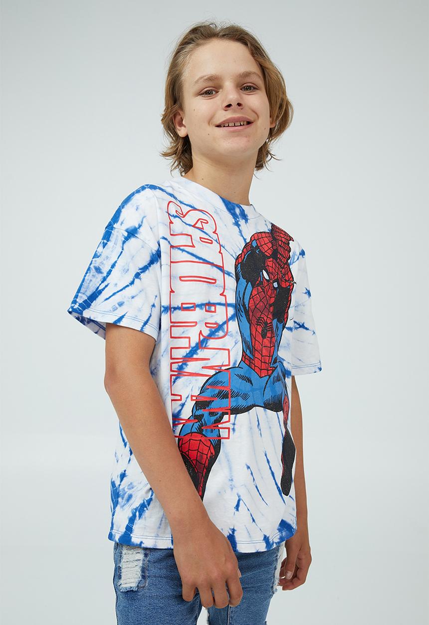Cotton On - License marvel quinn short sleeve tee - lcn mar retro blue tie dye