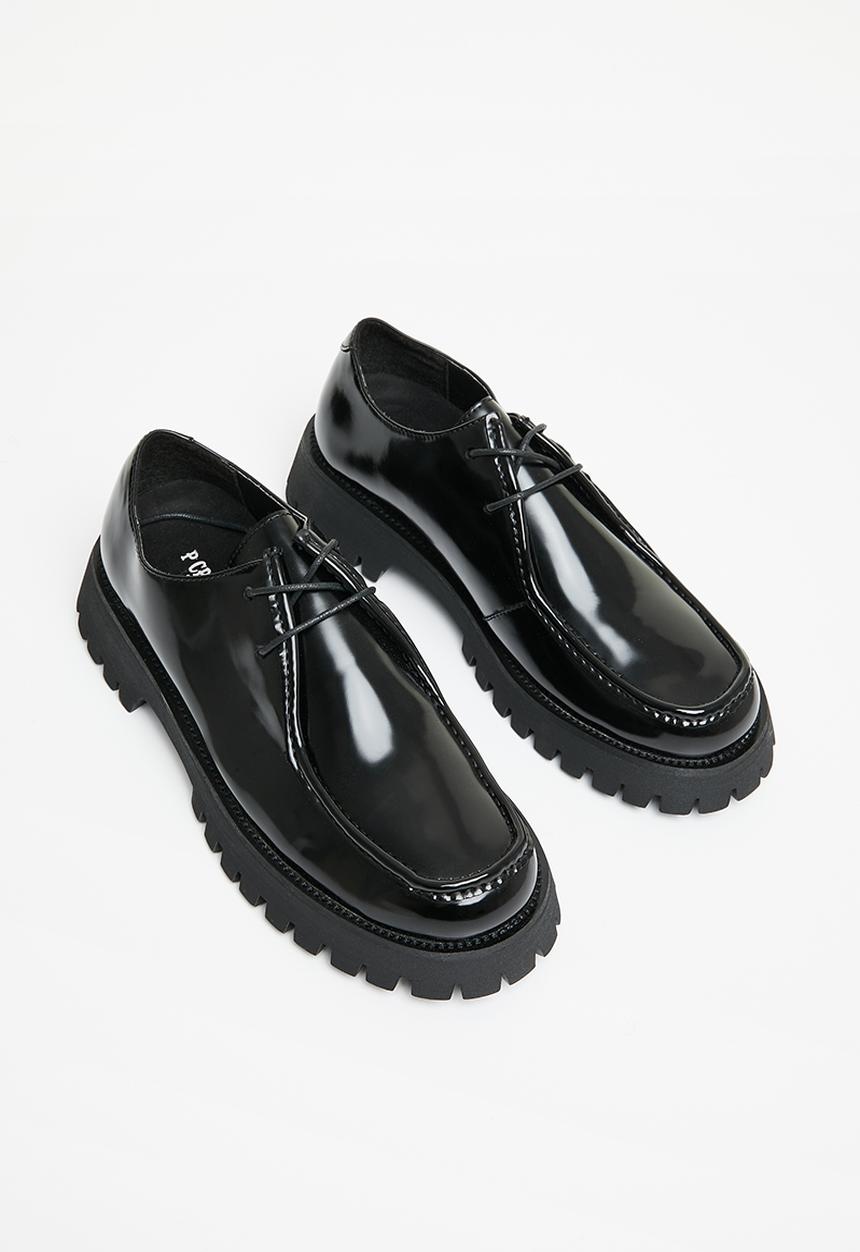 PC - Trout lace up hi shine leather - black