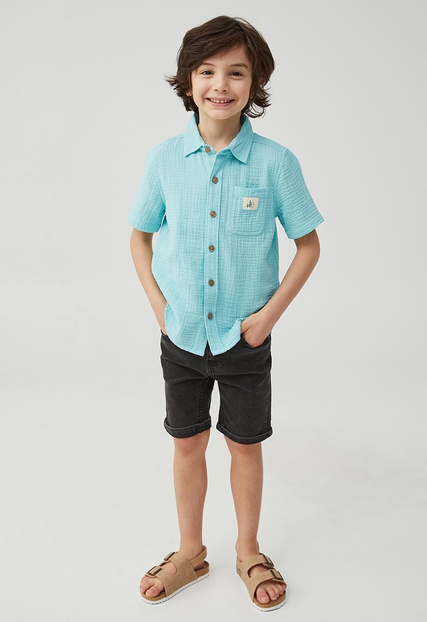 Cotton On - Resort short sleeve shirt- heaven blue / cheesecloth