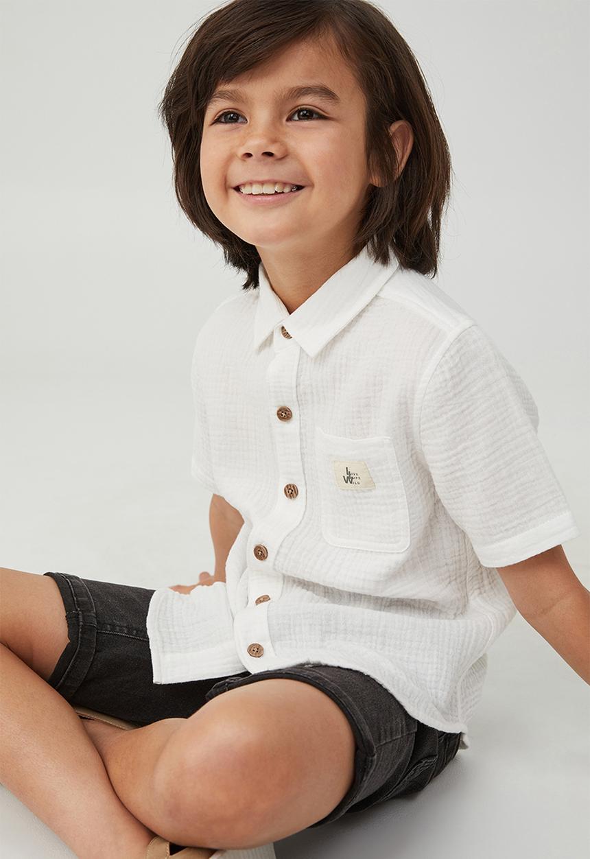Cotton On - Resort short sleeve shirt- vanilla / cheesecloth