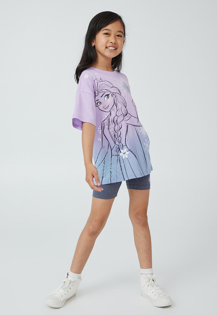 Cotton On - License drop shoulder tee - lcn dis frozen elsa/purple gradient