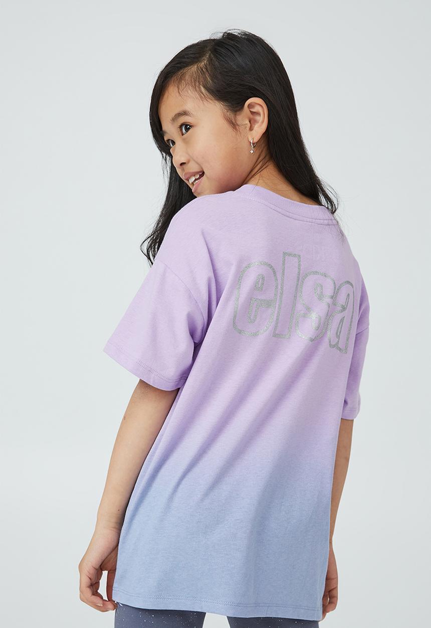 Cotton On - License drop shoulder tee - lcn dis frozen elsa/purple gradient