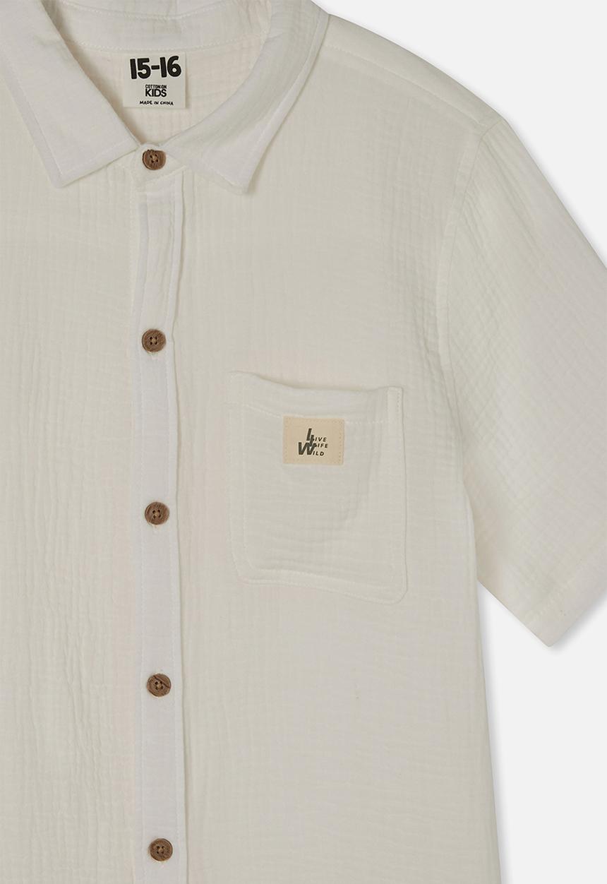 Cotton On - St tropez short sleeve shirt- vanilla / cheesecloth