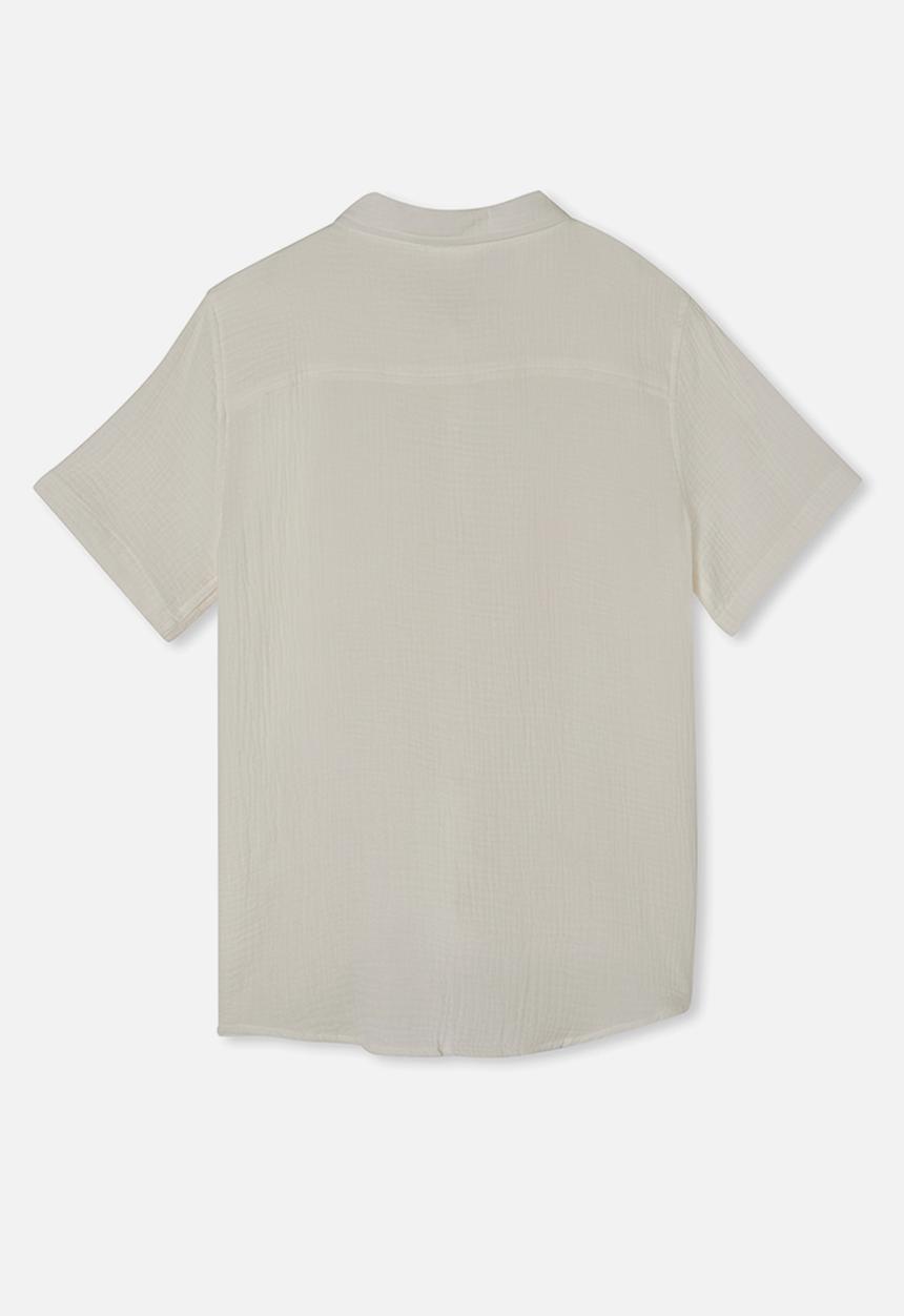 Cotton On - St tropez short sleeve shirt- vanilla / cheesecloth