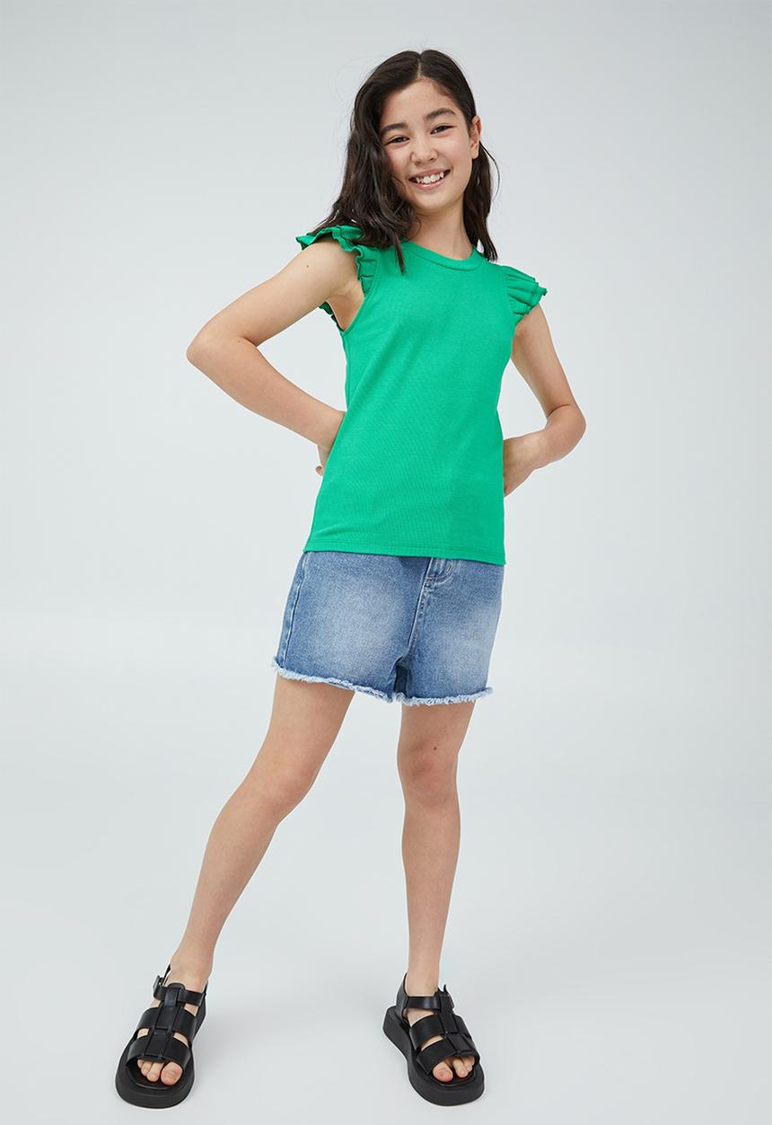 Cotton On - Rory ruffle short sleeve tee- toffee apple