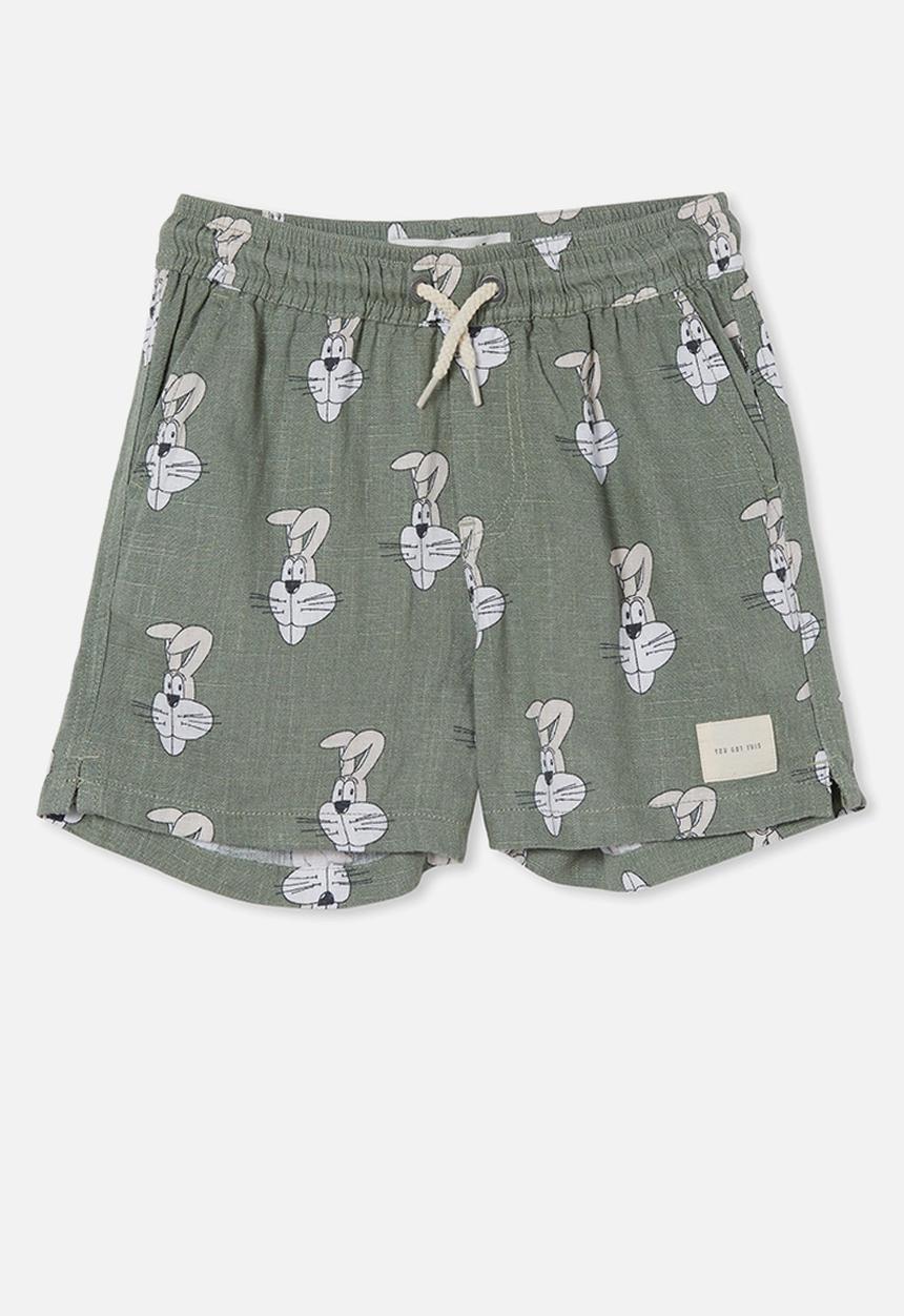 Cotton On - Los cabos short- swag green/bunny face