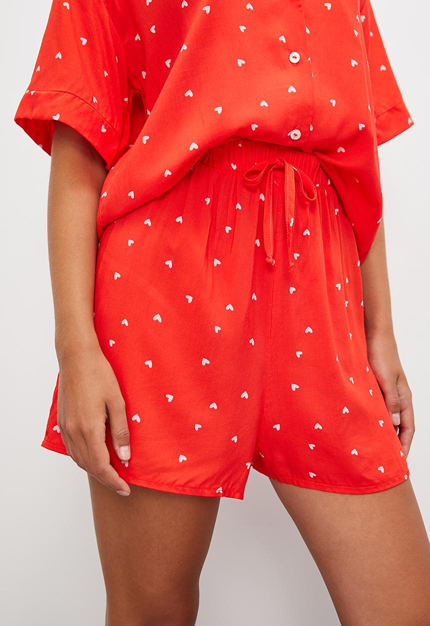 Blake - Short sleeve top & pants set - red base hearts