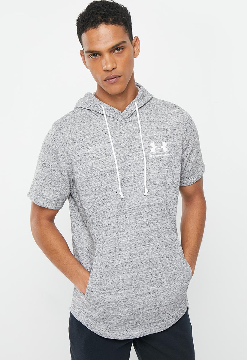 Under Armour - UA Rival Terry short sleeve hoodie - grey