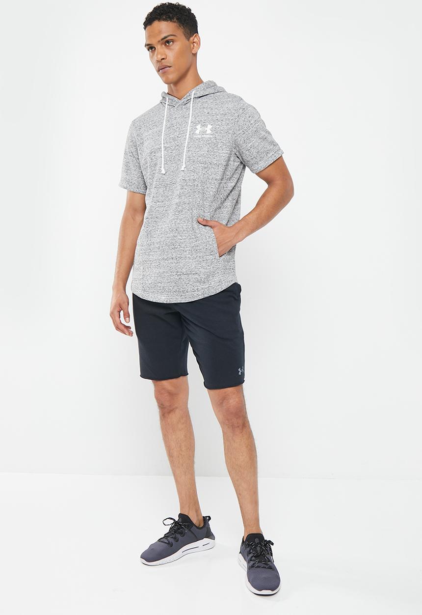Under Armour - UA Rival Terry short sleeve hoodie - grey