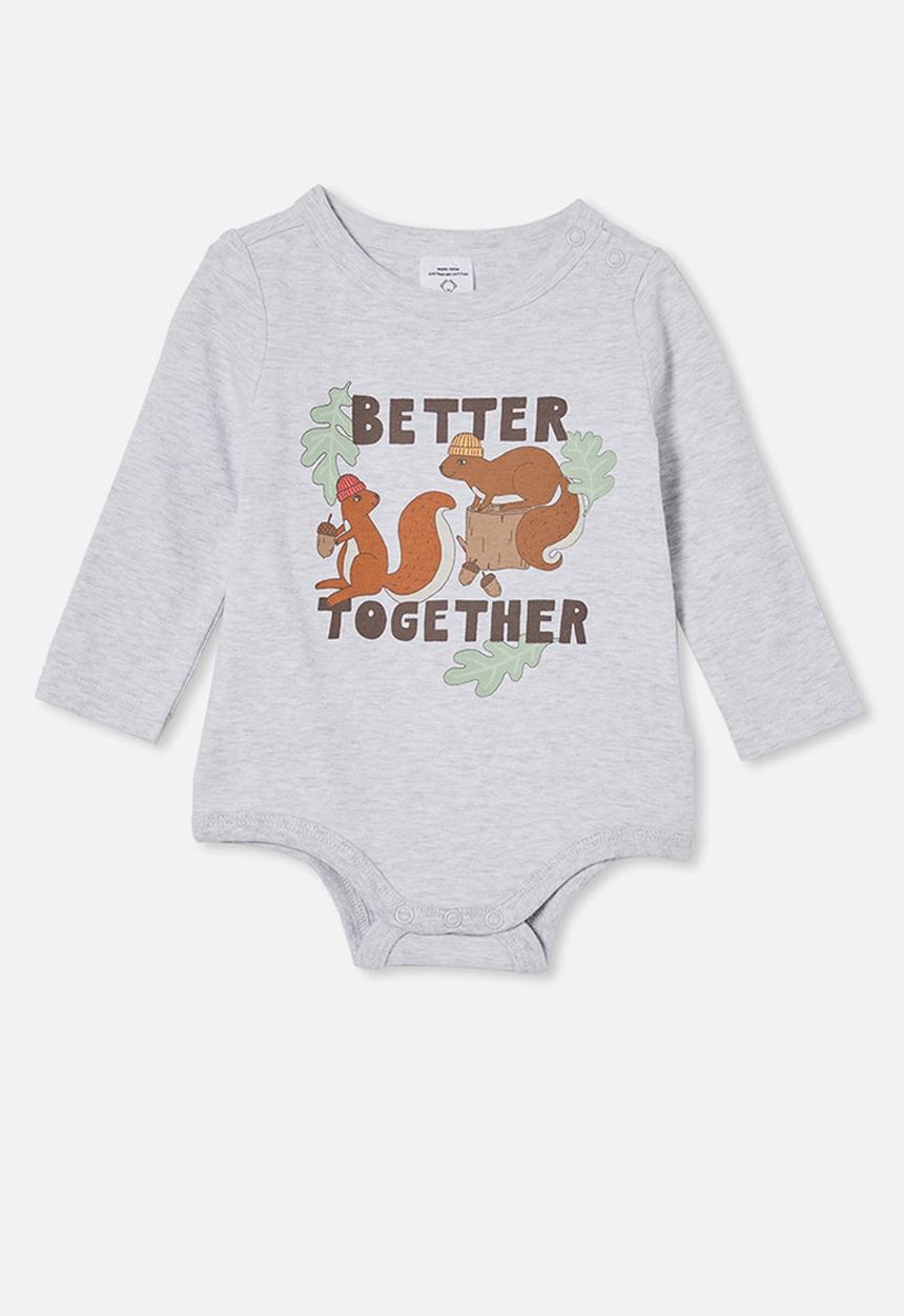 Cotton On - The long sleeve bubbysuit- cloud marle/better together
