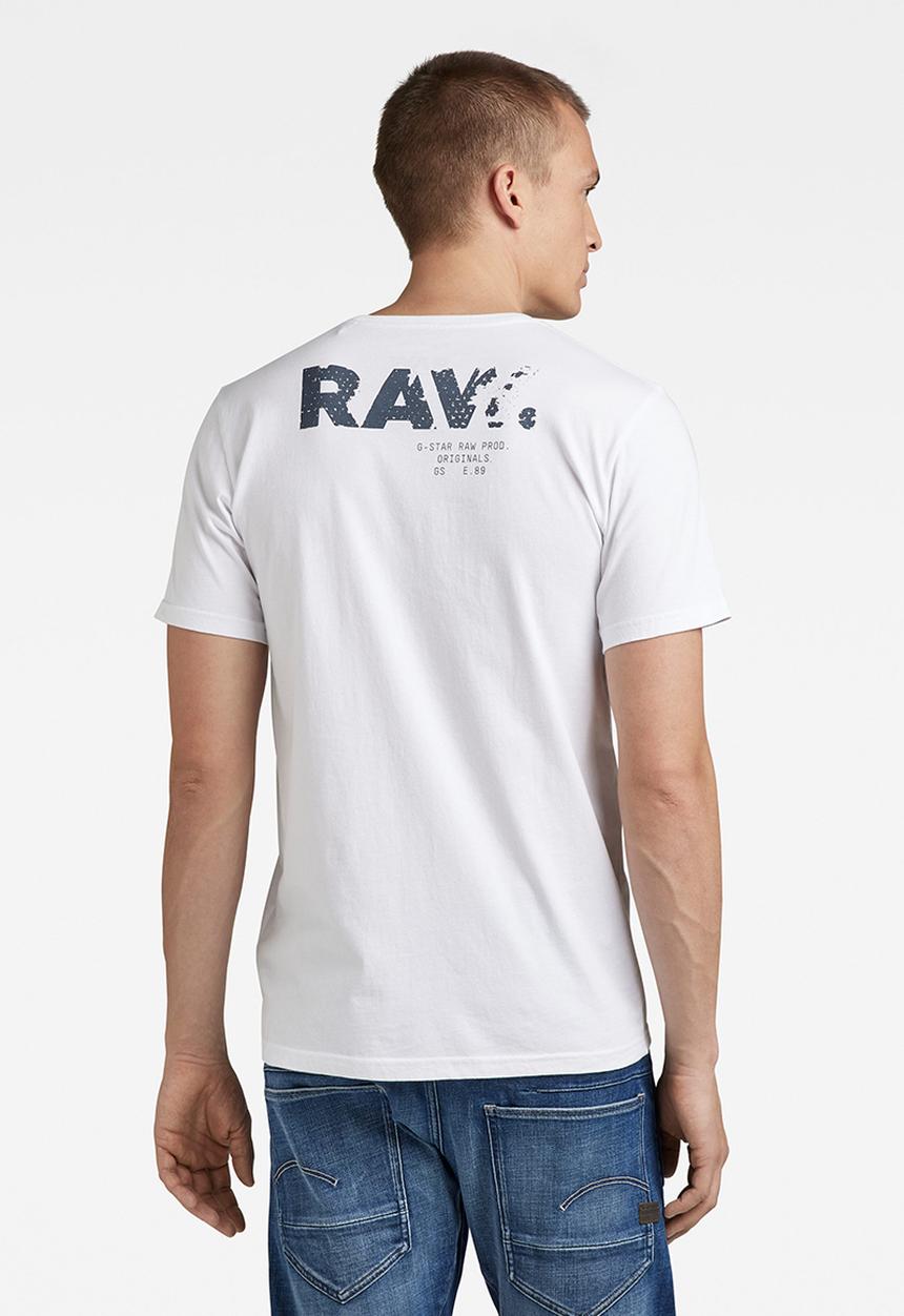 G-STAR - Faded raw back gr slim r t - white