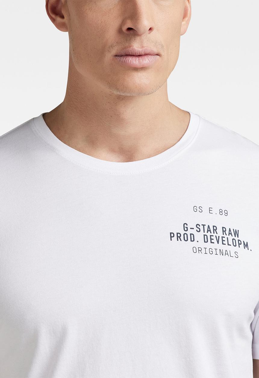 G-STAR - Faded raw back gr slim r t - white