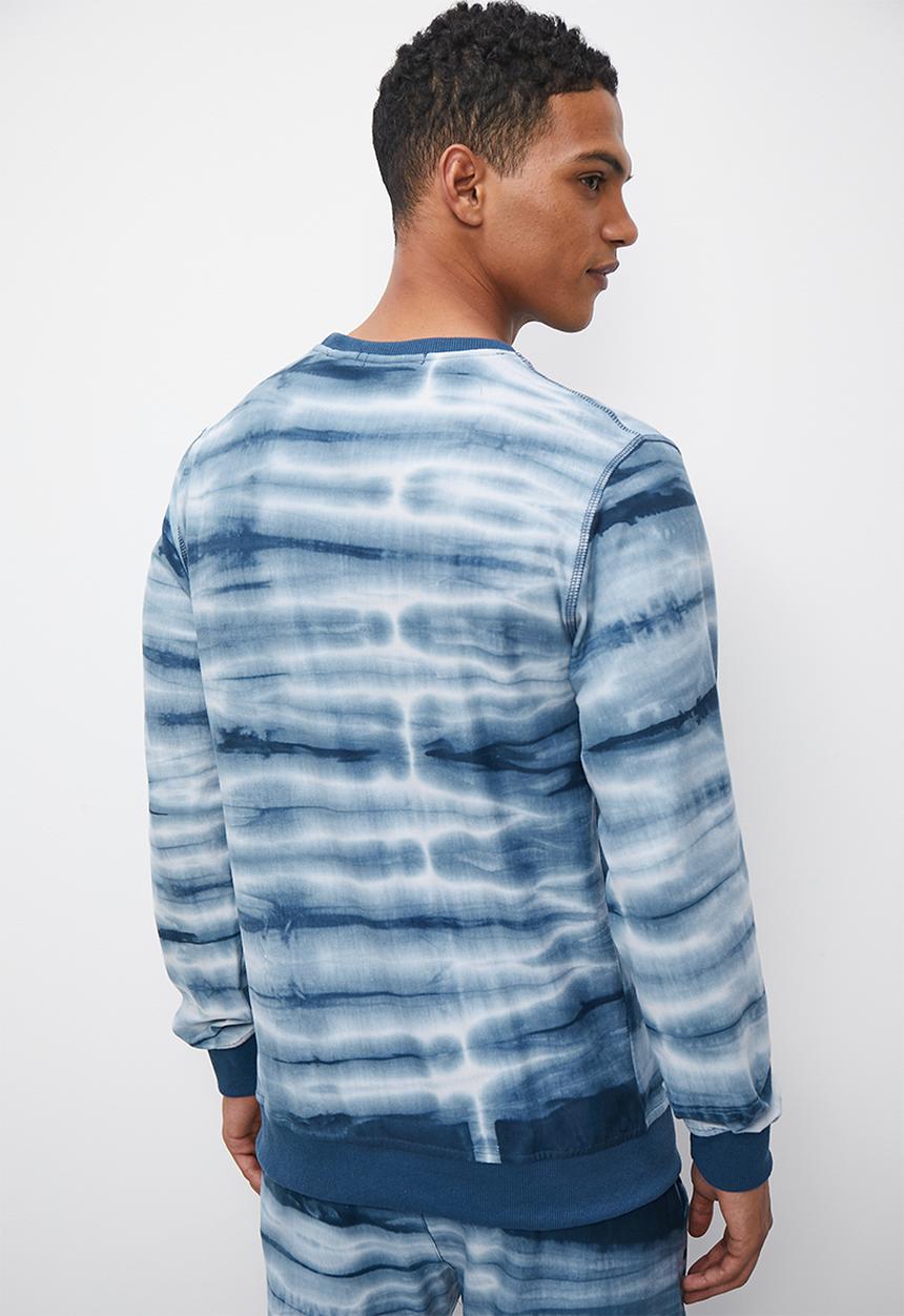 Superbalist - Regular fit acid wash crew neck sweater - indigo