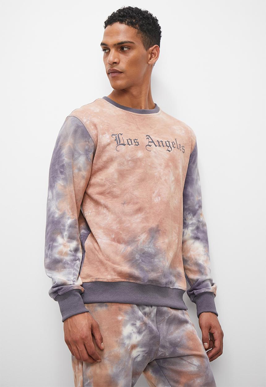 Superbalist - Regular fit acid wash crew neck sweater - cocoa