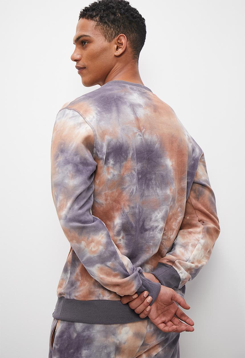 Superbalist - Regular fit acid wash crew neck sweater - cocoa