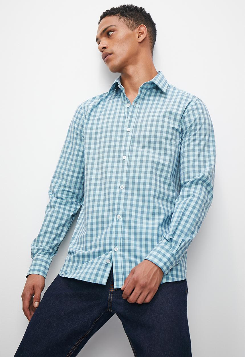 Superbalist - Slim fit check shirt - blue 