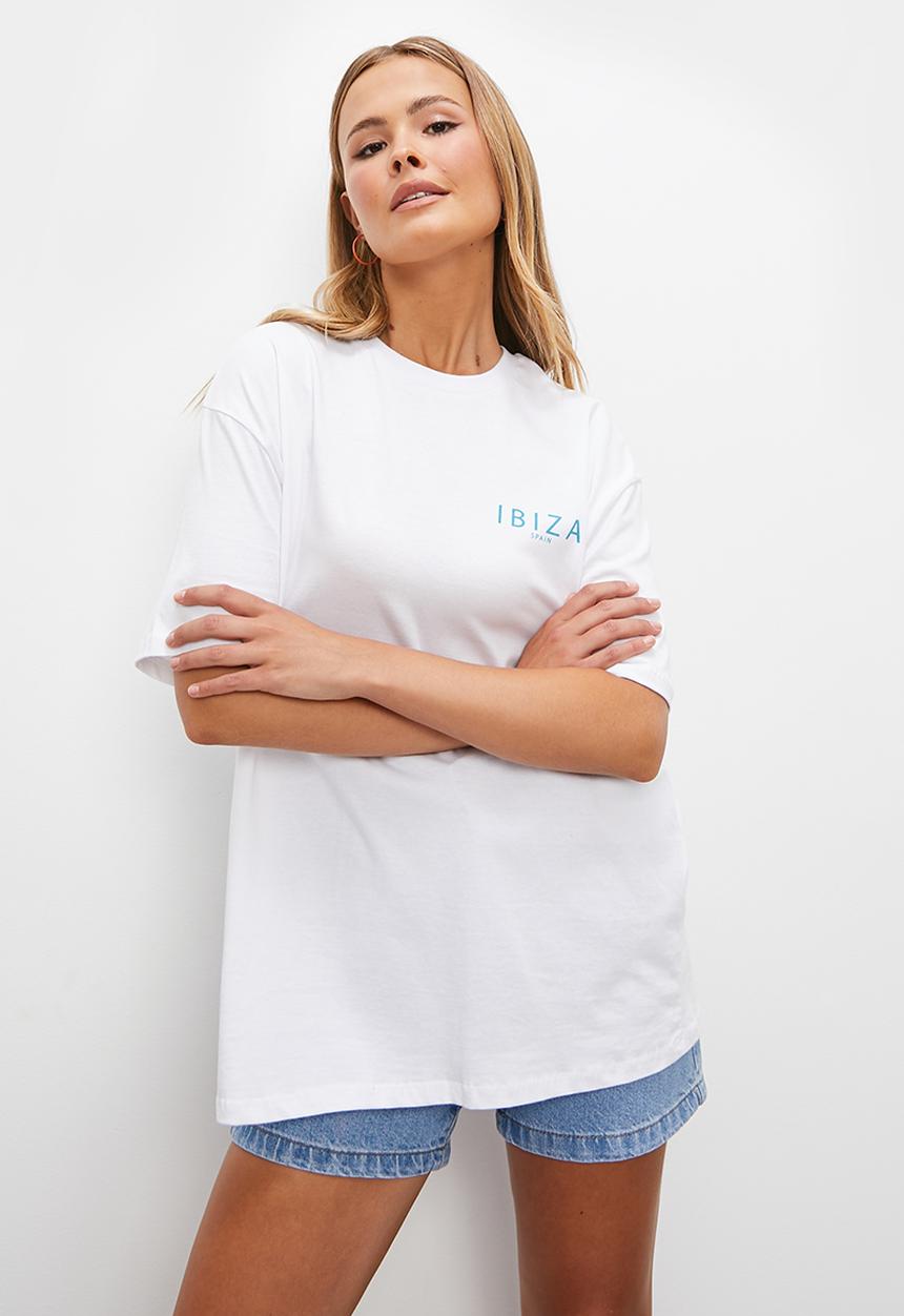 Blake - Graphic oversized tee - white