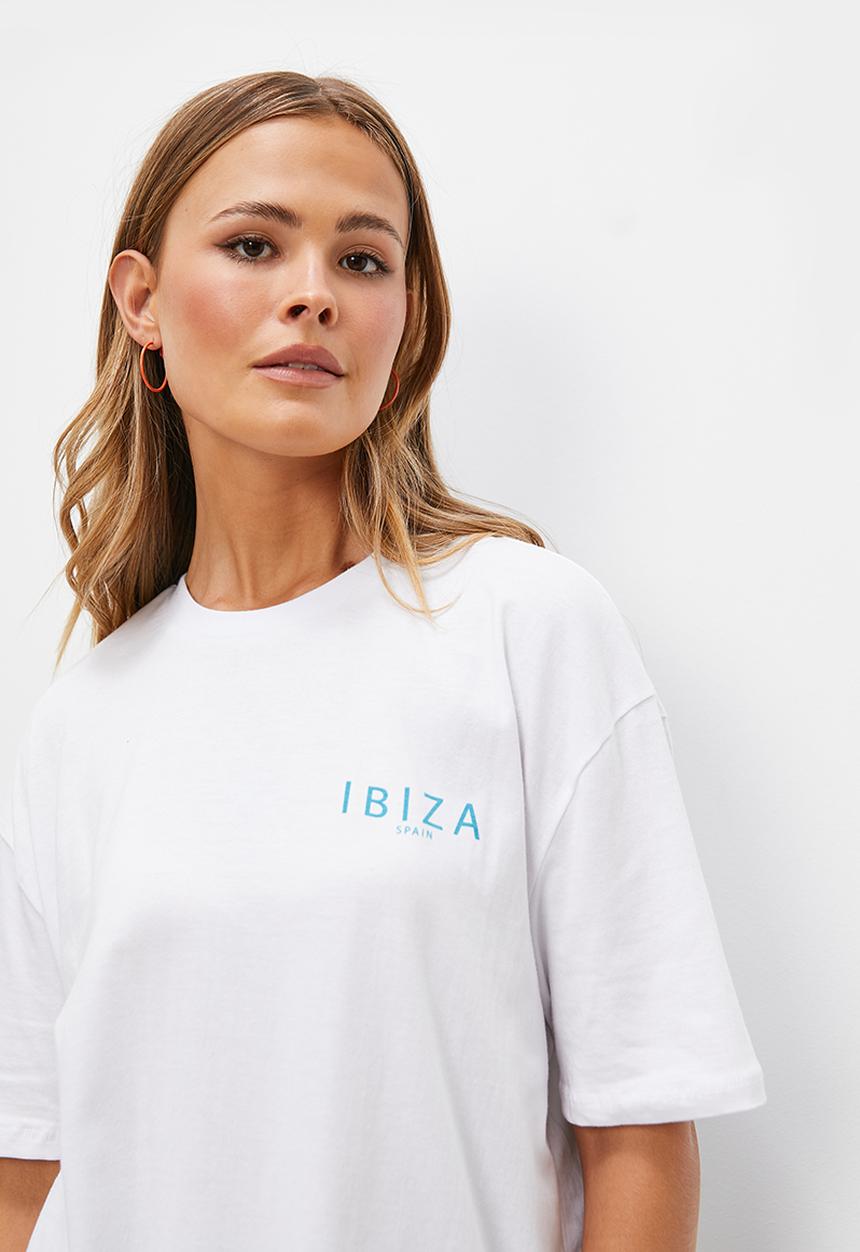 Blake - Graphic oversized tee - white