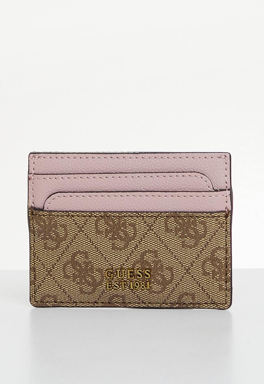 GUESS - Nell logo slg card holder - latte logo/rosewood