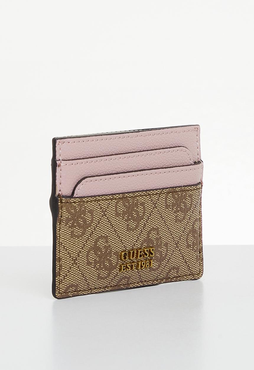 GUESS - Nell logo slg card holder - latte logo/rosewood