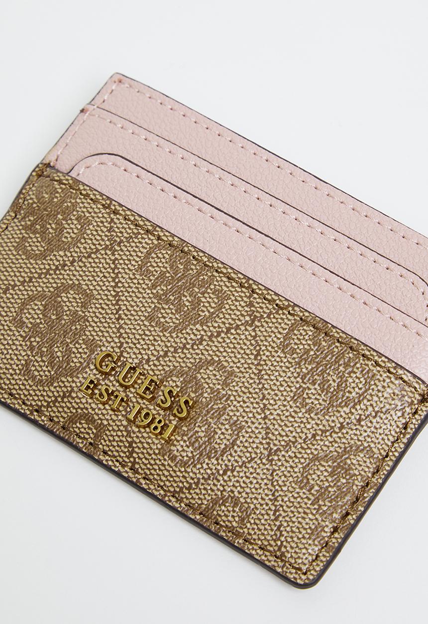 GUESS - Nell logo slg card holder - latte logo/rosewood