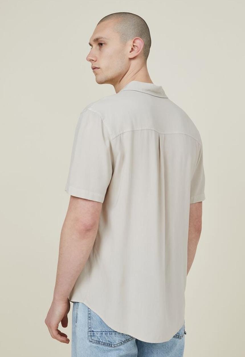 Cotton On - Cuban short sleeve shirt - stone