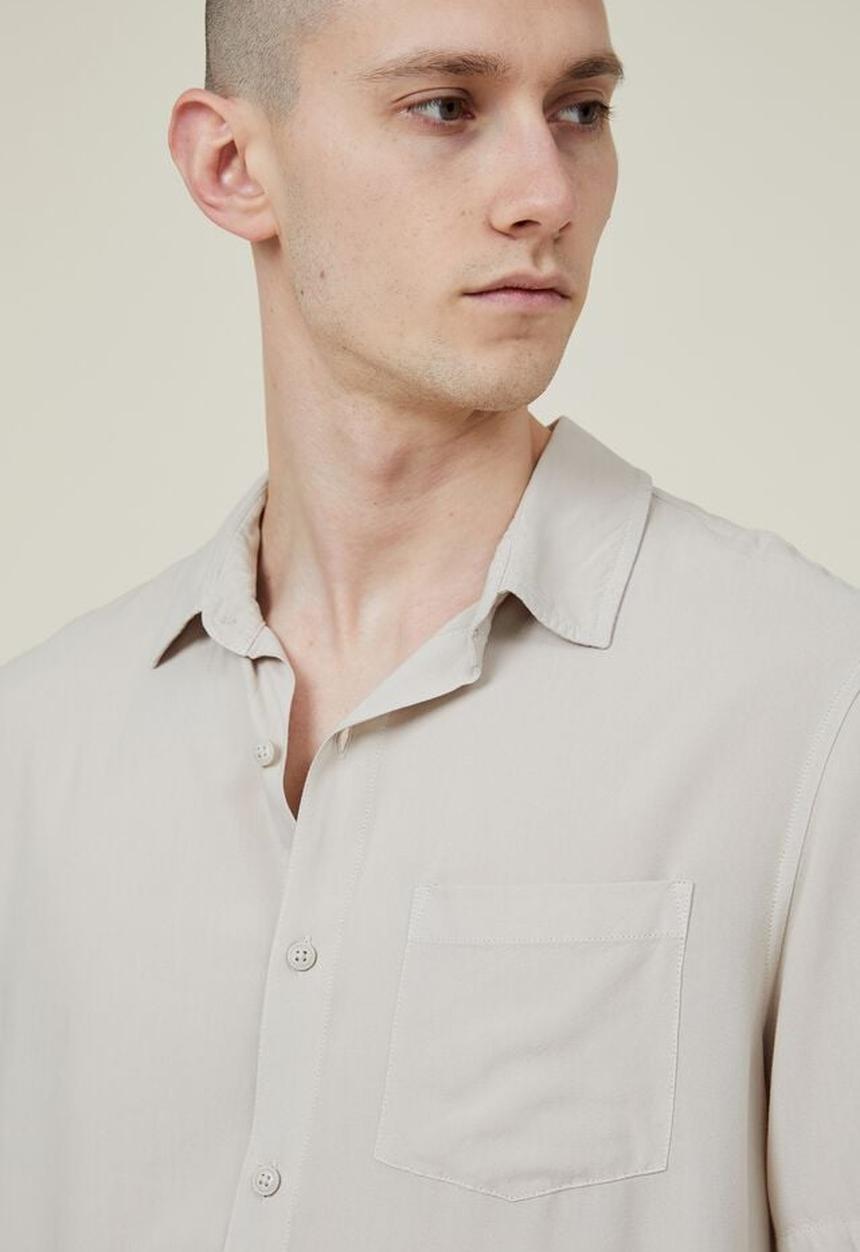 Cotton On - Cuban short sleeve shirt - stone