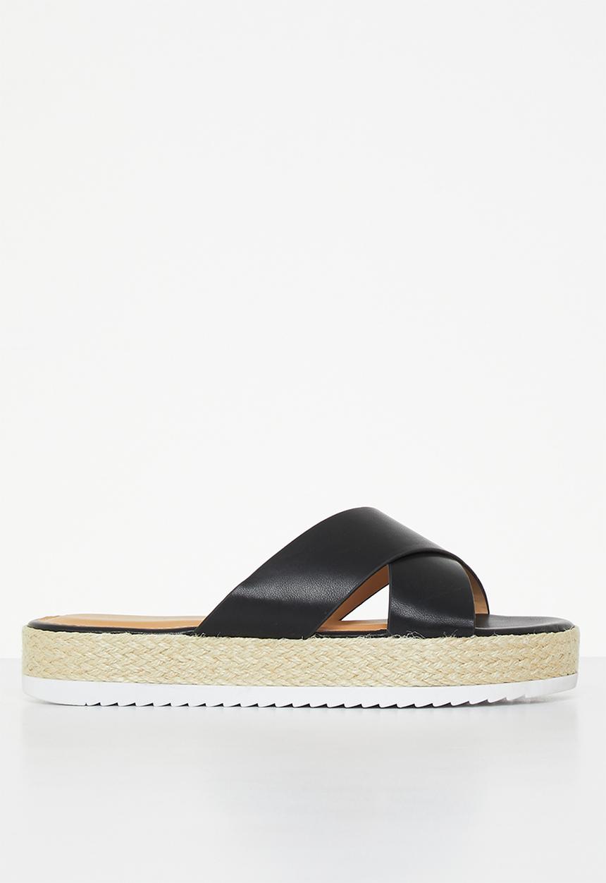 edit - Cross-strap espadrille - black