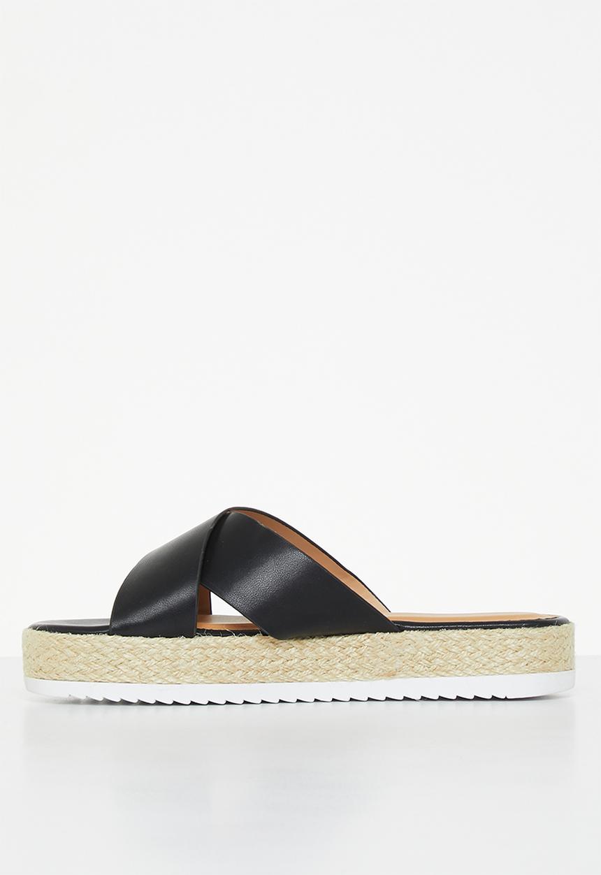 edit - Cross-strap espadrille - black