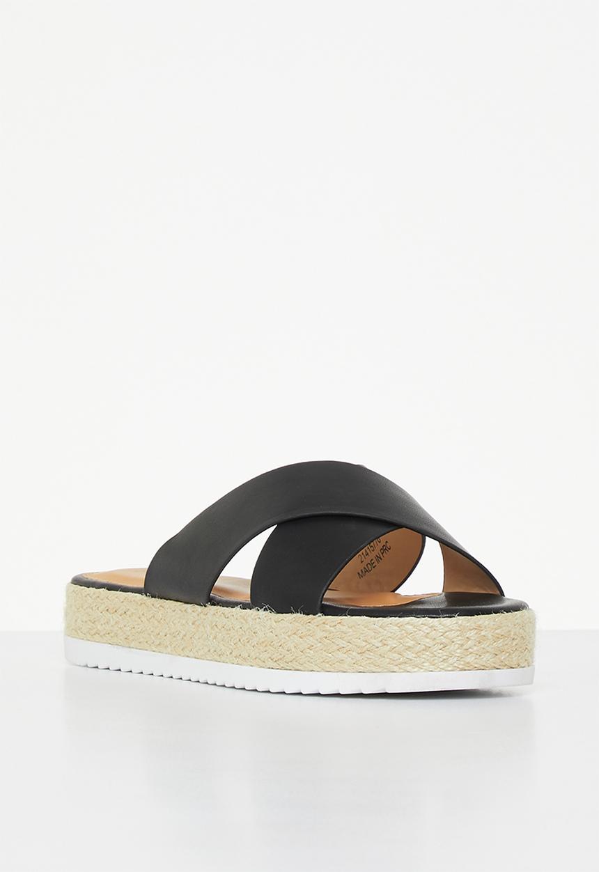 edit - Cross-strap espadrille - black
